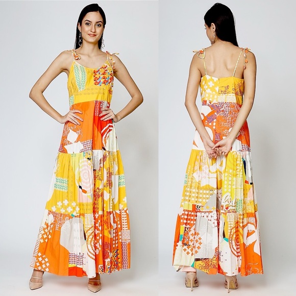 Anthropologie Dresses & Skirts - Anthropologie Geisha Designs Margarella Multicolor Patchwork Print Maxi Dress S